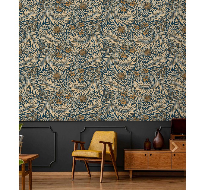 Vintage wallpaper botanical floral William Morris style