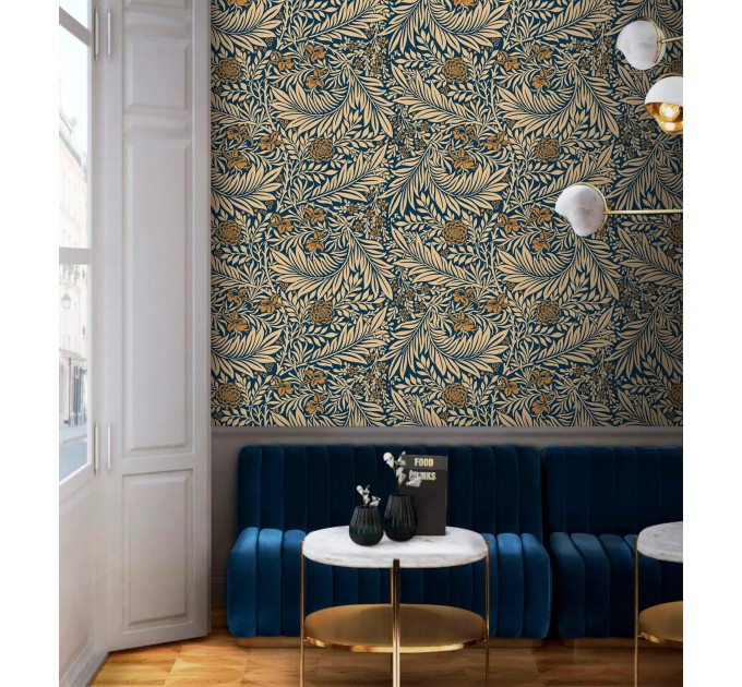 Vintage wallpaper botanical floral William Morris style