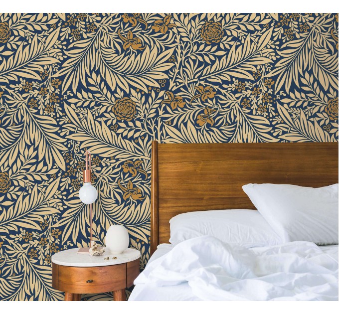 Vintage wallpaper botanical floral William Morris style