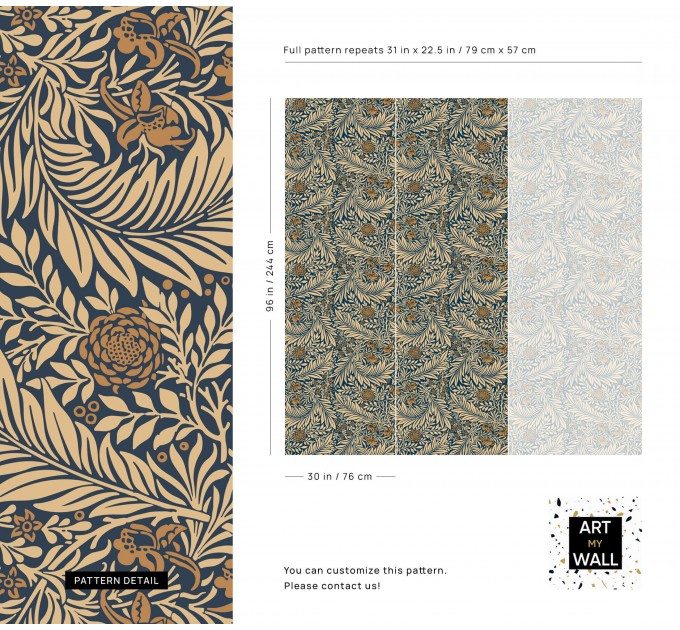 Vintage wallpaper botanical floral William Morris style