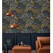Dark botanical wallpaper leaves and herbs vintage style