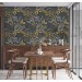 Dark botanical wallpaper leaves and herbs vintage style