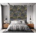 Dark botanical wallpaper leaves and herbs vintage style