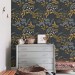 Dark botanical wallpaper leaves and herbs vintage style