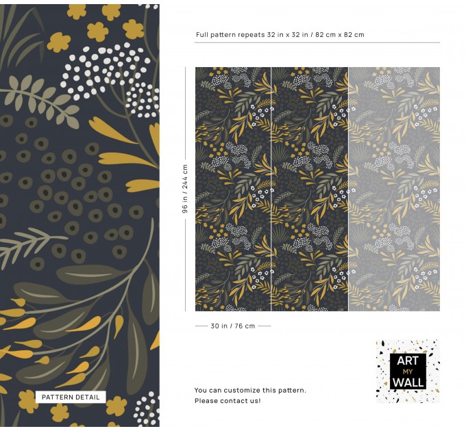 Dark botanical wallpaper leaves and herbs vintage style