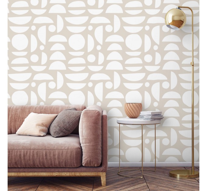 Minimalist geometric wallpaper neutral, abstract shapes