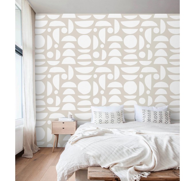 Minimalist geometric wallpaper neutral, abstract shapes