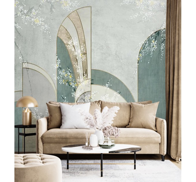 Art deco geometric wallpaper mural Mid century chic