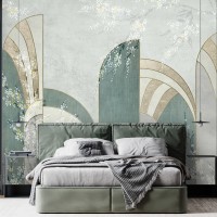 Art deco geometric wallpaper mural Mid century chic