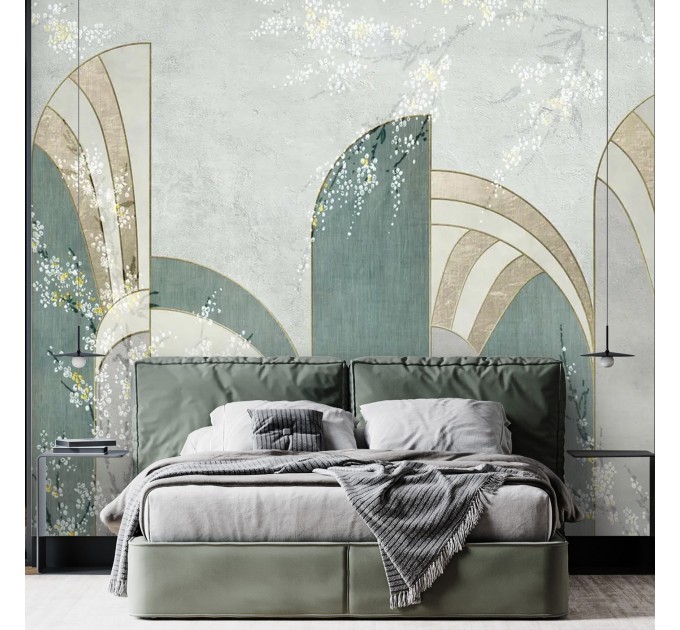 Art deco geometric wallpaper mural Mid century chic