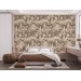 Neutral beige wallpaper tropical palms and leaves