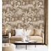 Neutral beige wallpaper tropical palms and leaves