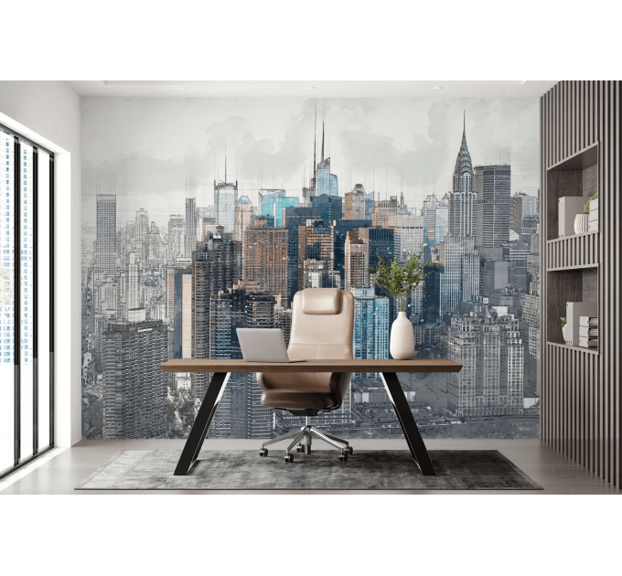 Urban city wall mural Skyscraper wallpaper city view