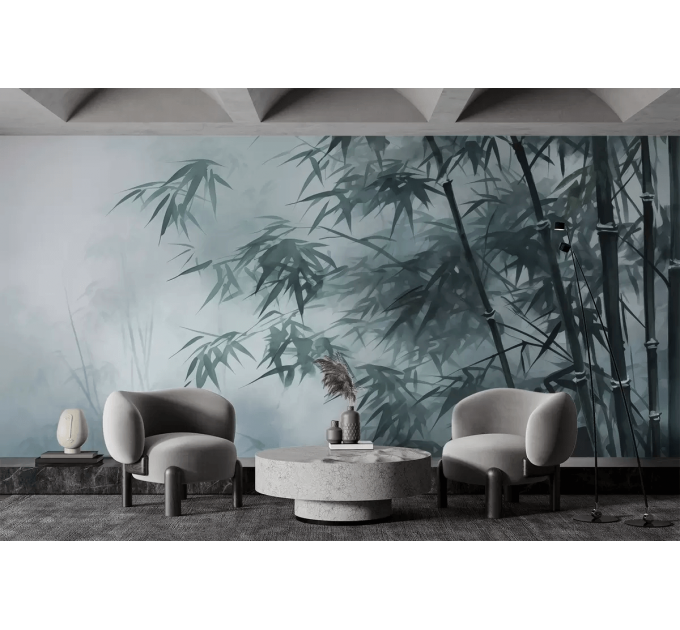 Bamboo wallpaper Foggy landscape wall mural
