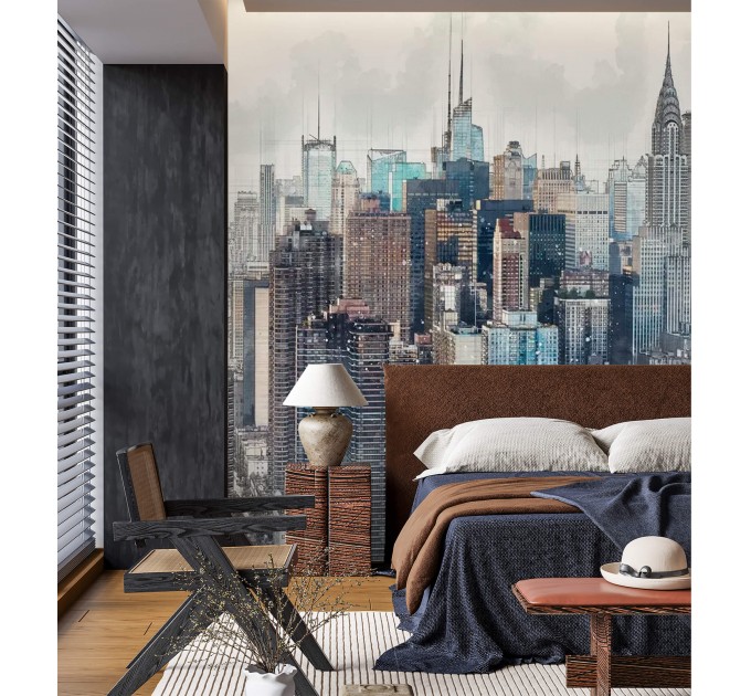 Urban city wall mural Skyscraper wallpaper city view