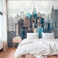 Urban city wall mural Skyscraper wallpaper city view