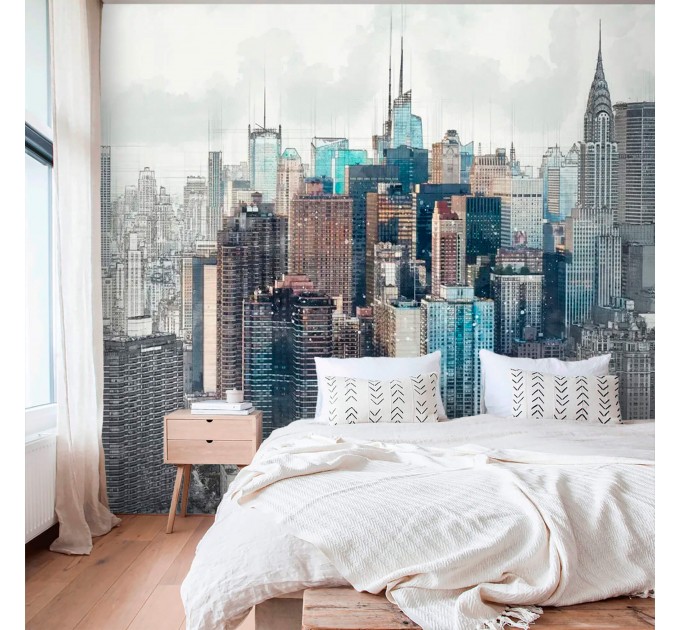 Urban city wall mural Skyscraper wallpaper city view