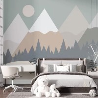 Kids mountains wall mural, Nursery wallpaper
