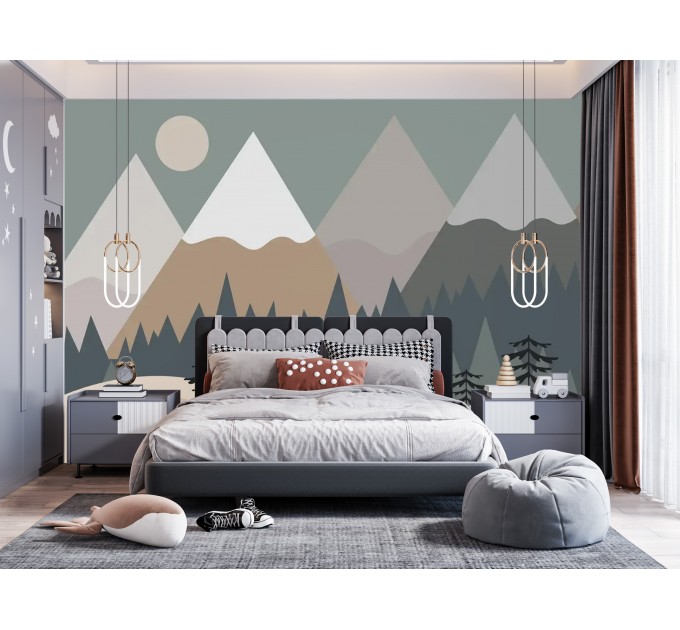 Kids mountains wall mural, Nursery wallpaper