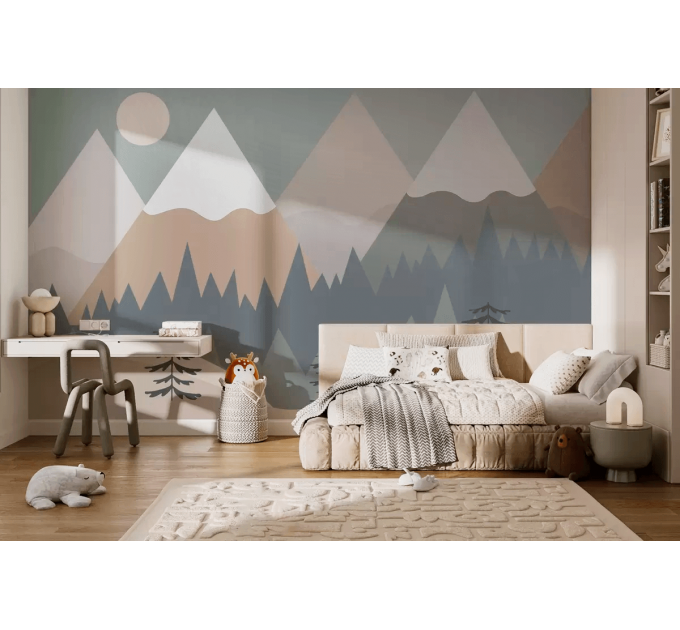 Kids mountains wall mural, Nursery wallpaper