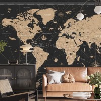 World map wall mural Peel and stick removable wall decal