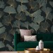 Dark green wallpaper ginkgo leaves Elegant accent wallpaper