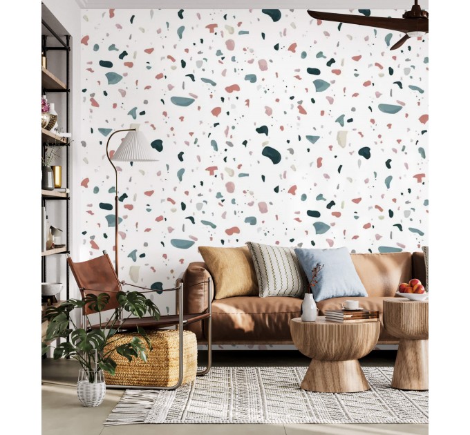 Terrazzo wallpaper, Abstract minimalist wall decor