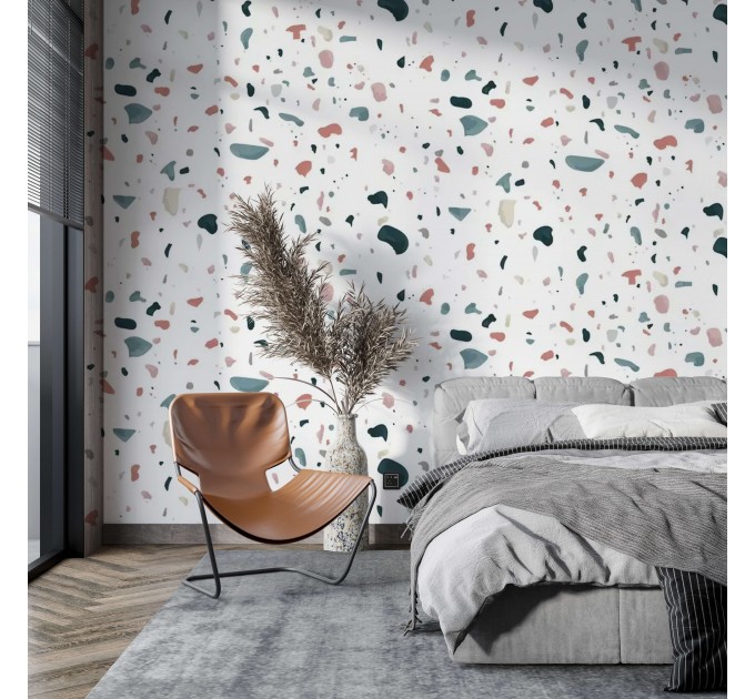 Terrazzo wallpaper, Abstract minimalist wall decor