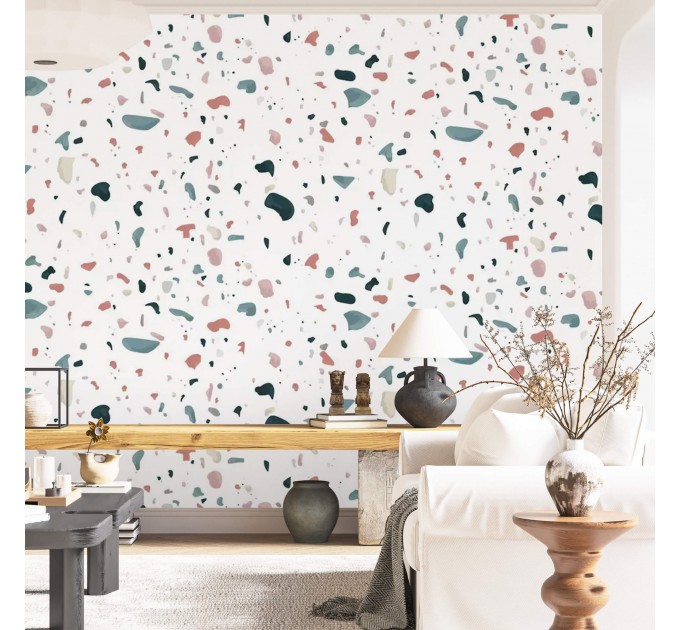 Terrazzo wallpaper, Abstract minimalist wall decor