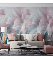 3D wallpaper feathers Pastel wall mural feathers