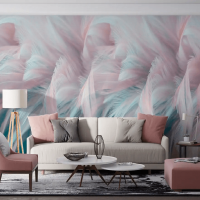 3D wallpaper feathers Pastel wall mural feathers