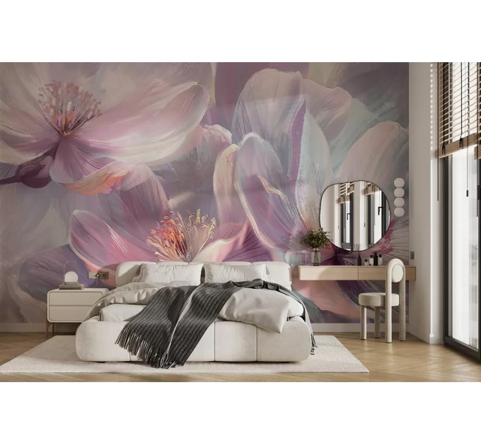 Large floral wall mural Wallpaper purple flowers