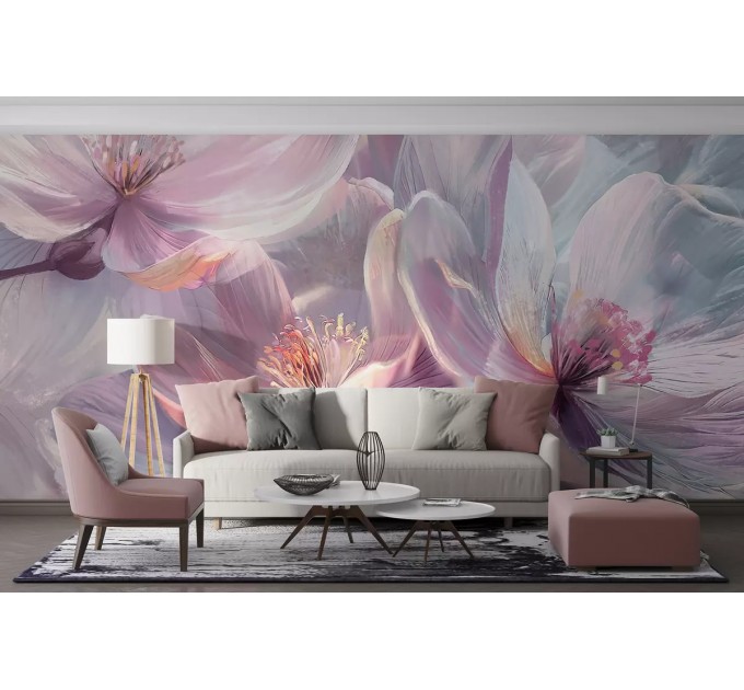 Large floral wall mural Wallpaper purple flowers