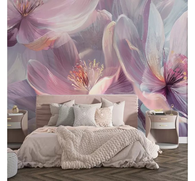 Large floral wall mural Wallpaper purple flowers
