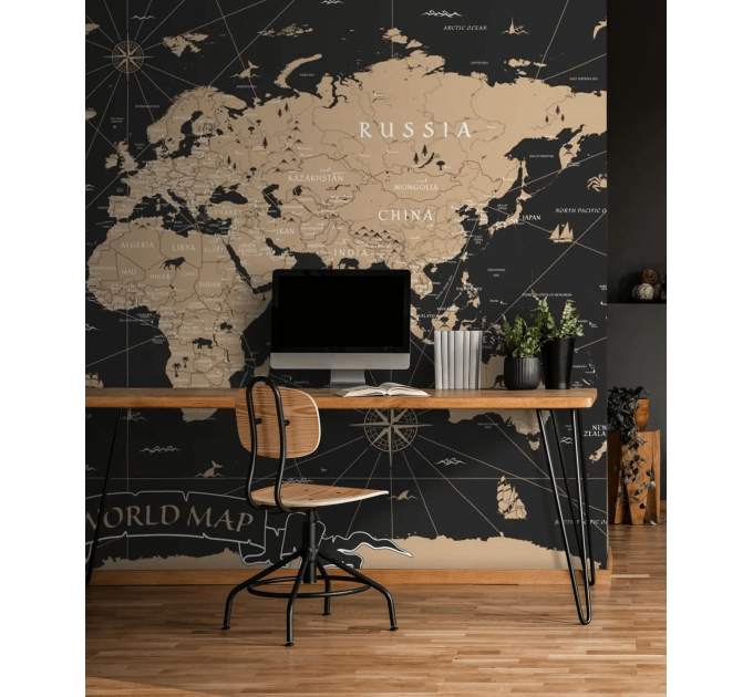 World map wall mural Peel and stick removable wall decal