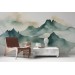 Emerald green foggy mountains wall mural