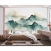 Emerald green foggy mountains wall mural