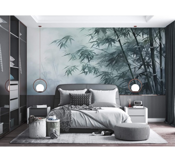 Bamboo wallpaper Foggy landscape wall mural
