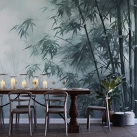 Bamboo wallpaper Foggy landscape wall mural