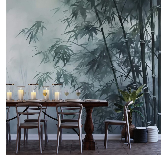 Bamboo wallpaper Foggy landscape wall mural