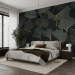Dark green wallpaper ginkgo leaves Elegant accent wallpaper