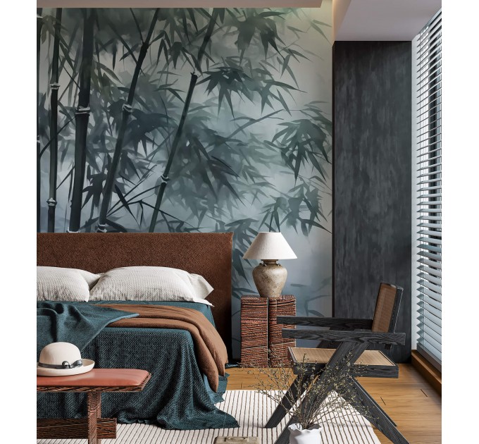 Bamboo wallpaper Foggy landscape wall mural