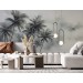 Palm trees wallpaper mural Foggy rainforest landscape