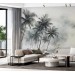 Palm trees wallpaper mural Foggy rainforest landscape