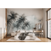 Palm trees wallpaper mural Foggy rainforest landscape