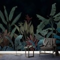 Moody tropical wall mural palms and leaves