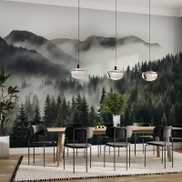 Foggy forest wallpaper mural Landscape accent wall