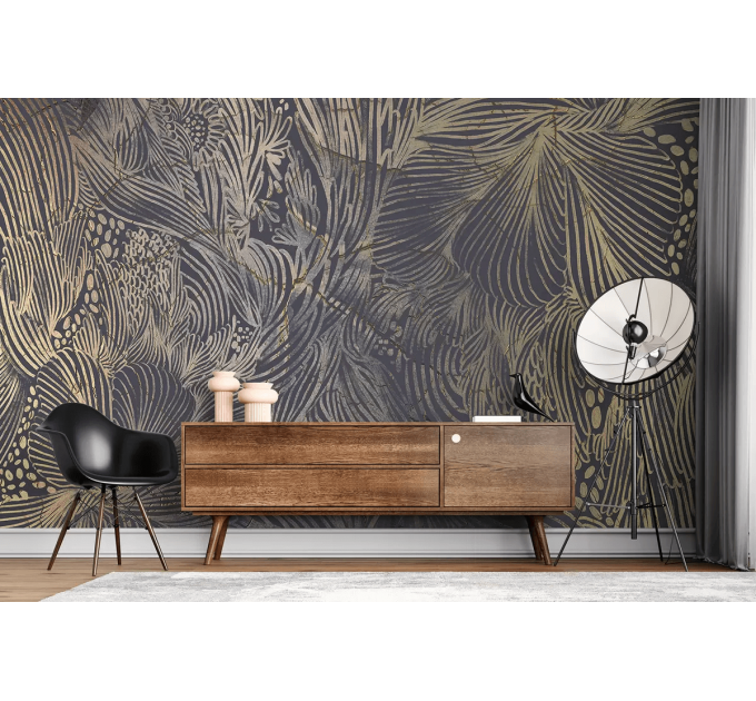 Abstract modern wallpaper, dark mural with lines and strokes