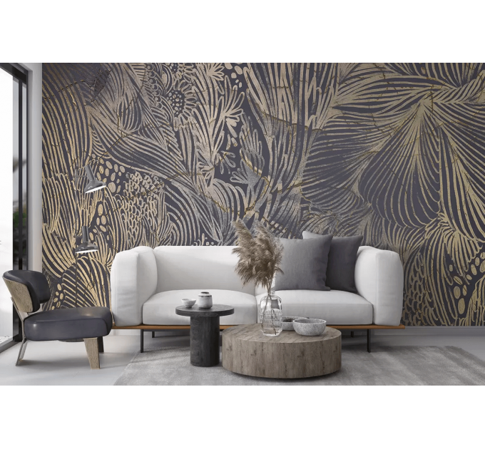 Abstract modern wallpaper, dark mural with lines and strokes