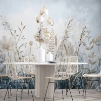 Large botanical wall mural Wild field wallpaper